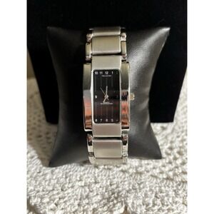 Not Worn Vellaccio Silvertone Rectangle Black Face Water Resistant Watch